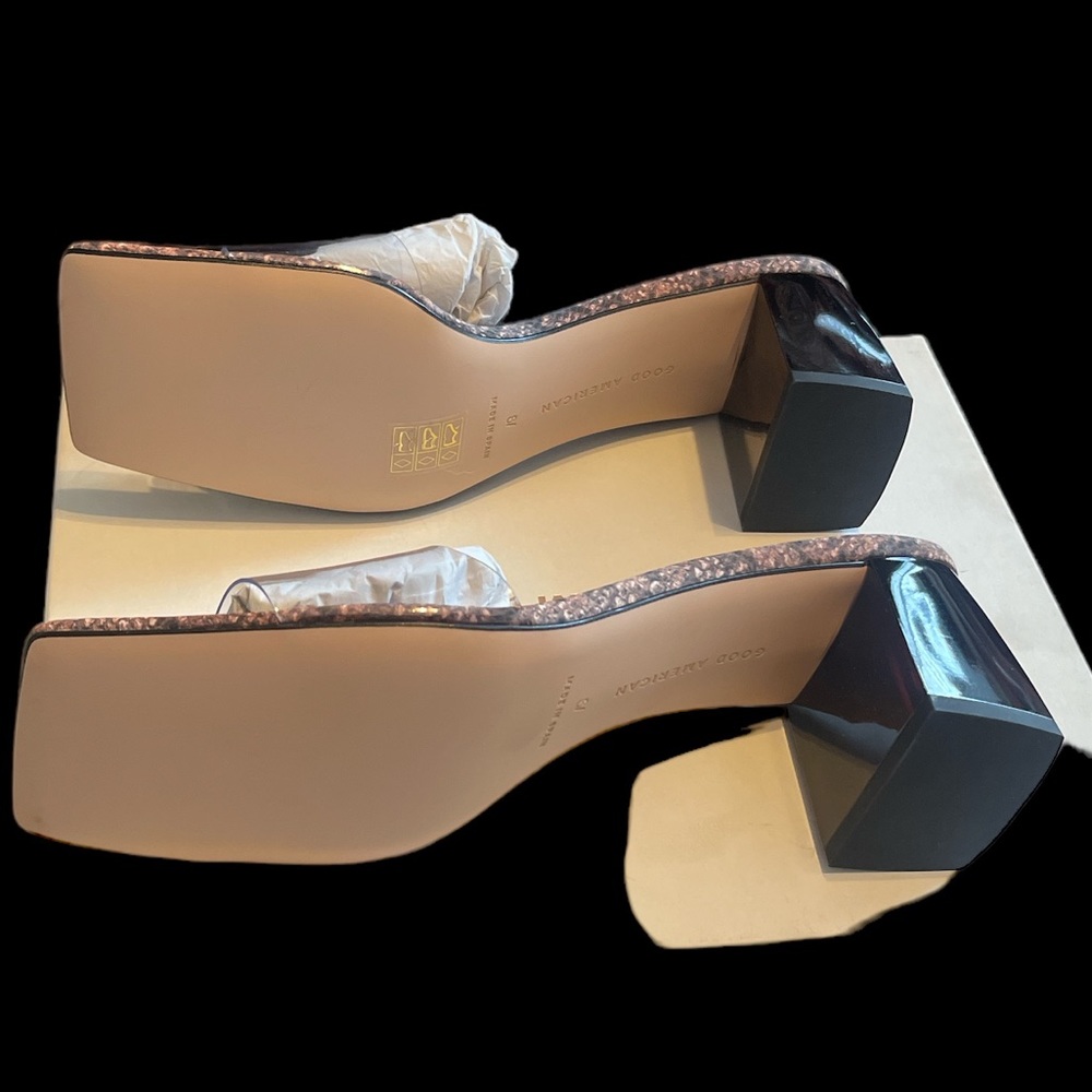 Nib Good American Block Heel Slide Sandal 8.5 - image 5